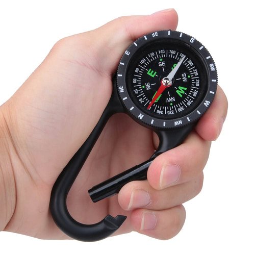 Kuuleyn Carabiner Clip On Compass - Mini Zinc Alloy Portable Carabiner Compass with Graduated Ring for Outdoor Hiking & Camping Navigation