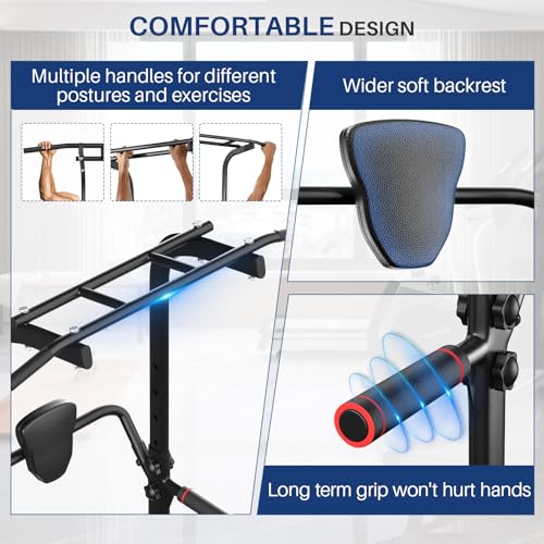 Power Tower Dip Station for Home Gym - Adjustable Height, Black-02