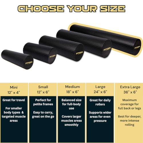 Fitizen Extra Large Foam Roller 36in - Deep Tissue Muscle Massage & Rehab