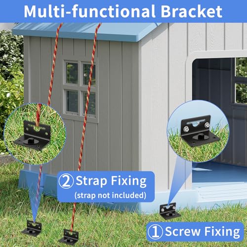 Junware 25-Inch Multi-Purpose Ground Anchor Kit for Sheds, Trampolines & Heavy Outdoor Structures - Black / 4 Pack