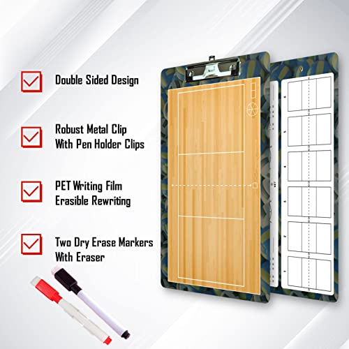 Volleyball Coach Clipboard - Double-Sided Dry Erase Board
