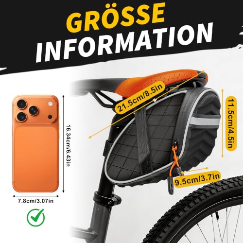 Bicycle Saddle Bag - Waterproof Under Seat Bike Bag - Black