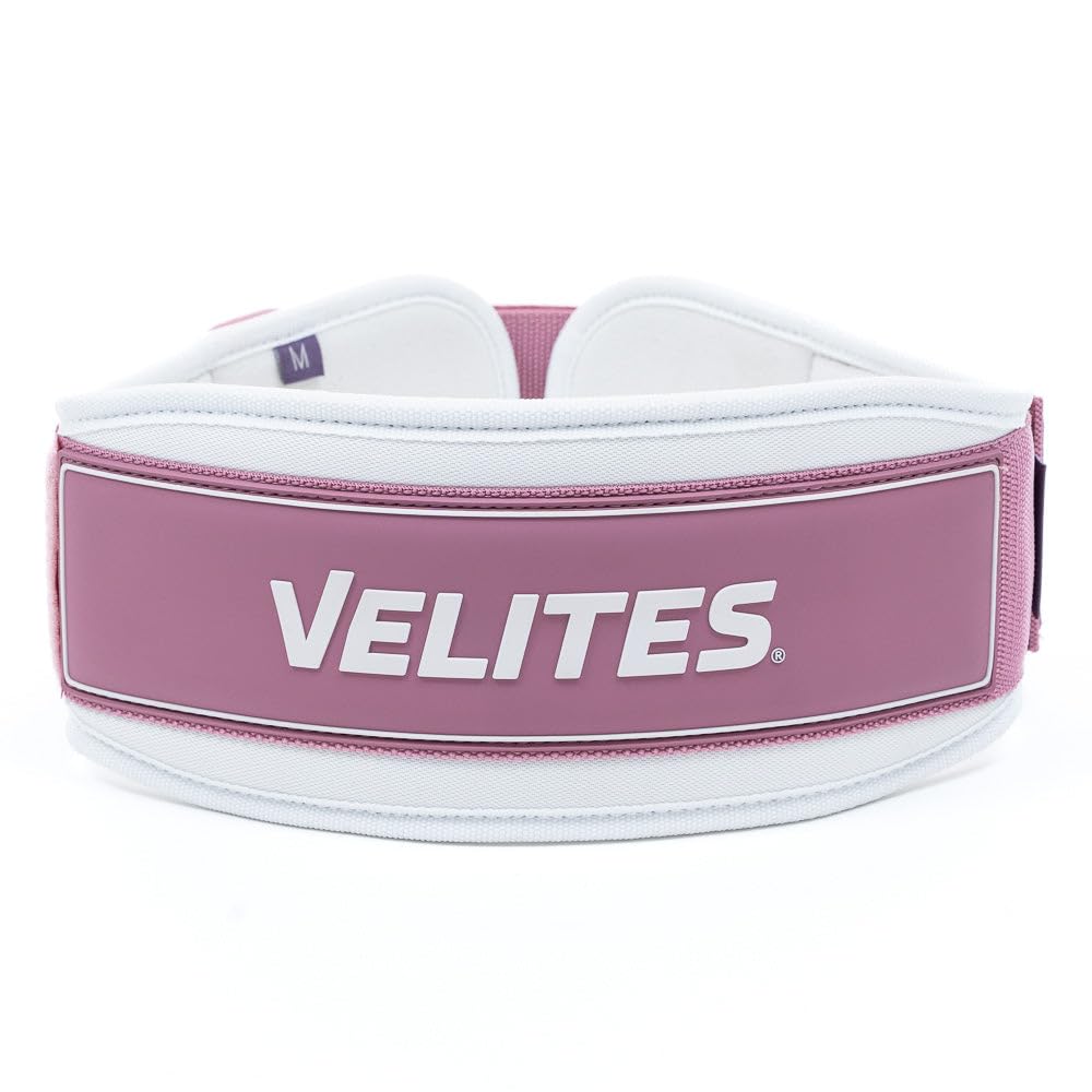 Velites - Weightlifting Lumbar Support Belt - Pink M - Official of the Royal Spanish Weightlifting Federation - Extra-adherent Velcro - For Deadlifts, Squats, Snatches and Cleans