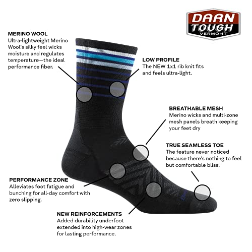 Darn Tough Vermont Men's Stride Micro Crew Lightweight Running Socks - Large / Eclipse