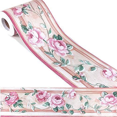 UPREDO Decorative Floral Molding Wallpaper Border Peel and Stick Paper for Bathroom Kitchen Backsplash Decal Sticker,4 Inch by 32.8ft (Pattern4)