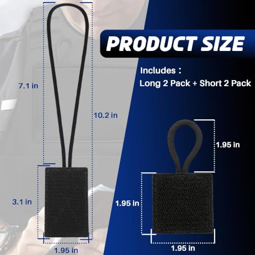 Terixe 4 Pack Mic Clips for Law Enforcement – 2 Long & 2 Short, Black Radio Mic Holders