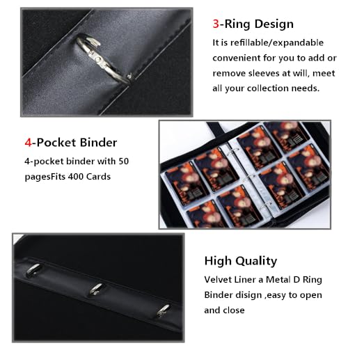 JDSZM White Baseball Card Binder - 400 Pocket Trading Card Album for Sports Collectibles