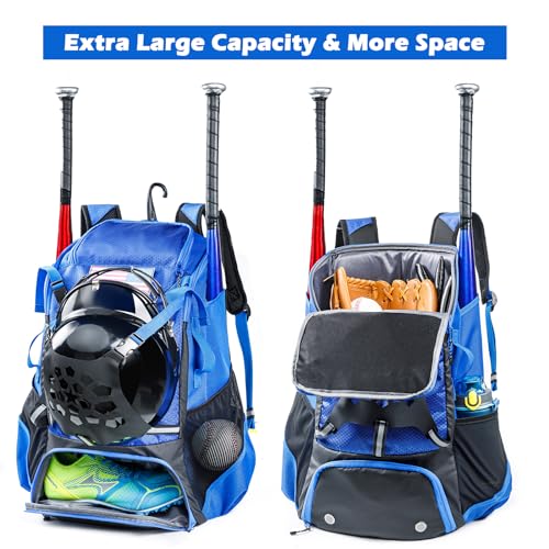 VIGEGARI Youth Baseball Backpack Blue 42L for Boys & Softball Gear