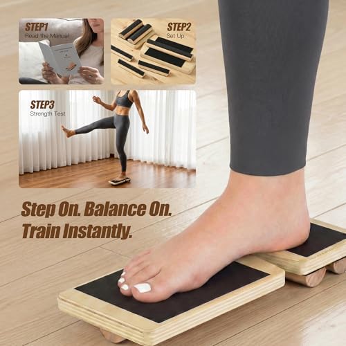 Foot & Ankle Strength Training Set – Cork Balance Board with Bars - 2 Variants