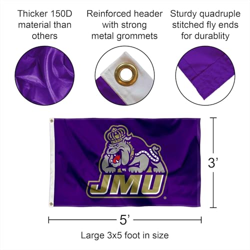 James Madison Dukes College Flag 3x5 ft Polyester Banner with Grommets