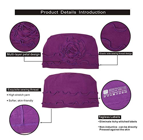 osvyo Cotton Blue Grey Chemo Headwear Turban Cap for Women - Cancer Hair Loss Beanie, Sealed Packaging