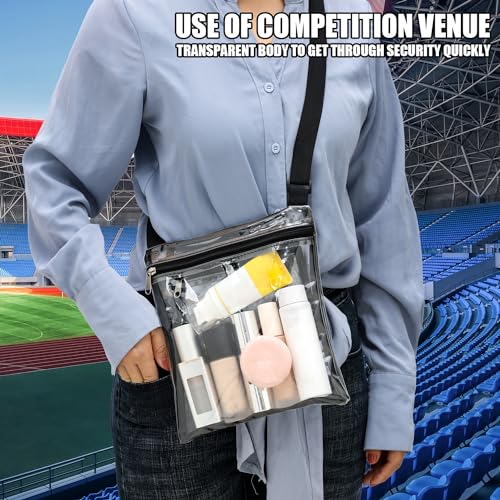 Clear Stadium Bag for Women - Transparent Purse - Black