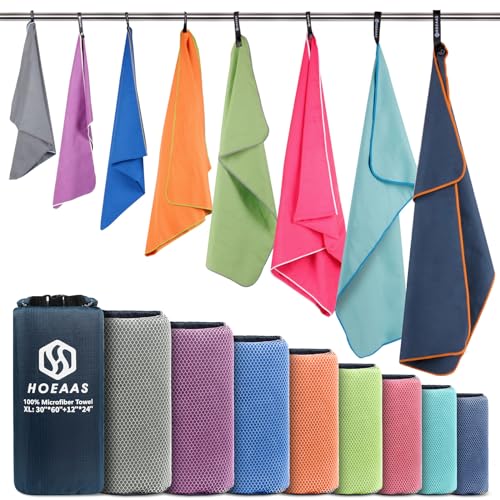 Microfiber Camping Towels - Quick Dry, Super Absorbent, 2 Pack - Mint, S: 32" x 16"