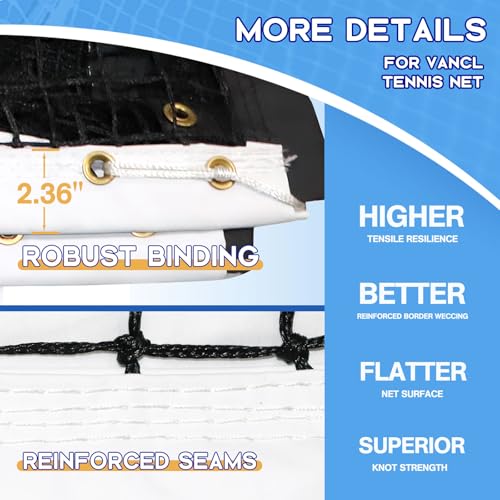 Professional Heavy Duty Tennis Net - Double-Layer Portable Nylon