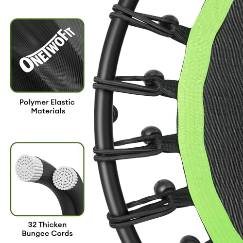 Mini Rebounder Trampoline for Adults with Adjustable Bar - Green 42" Round