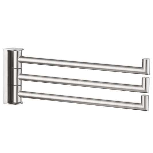 Angle Simple Swivel Hand Towel Holder 3 Bars Brushed Nickel, 304 Stainless Steel Hand Towel Rack for Bathroom Wall Mount