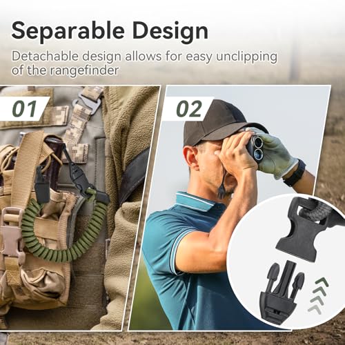 Retractable Rangefinder Tether - Short Army Green Elastic Lanyard