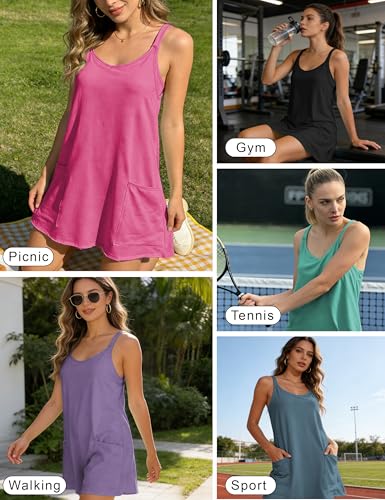 Women's Sleeveless Athletic Hot Shot Mini Dress with Built-in Shorts - Medium Light Grey