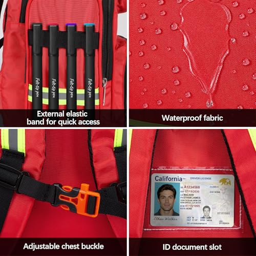 Large Red First Aid Backpack - Emergency Medical Supplies Bag