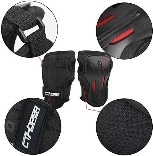 CTHOPER Long Damping Non-Slip Anti-Fall Wrist Guards Protective Gear for Roller Skating Skating Skiing Skateboard Snowboard Cycling Bicycle Scooter (M)