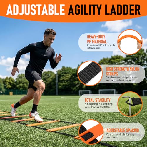 20ft Speed Ladder & Agility Hurdles Training Set for Footwork
