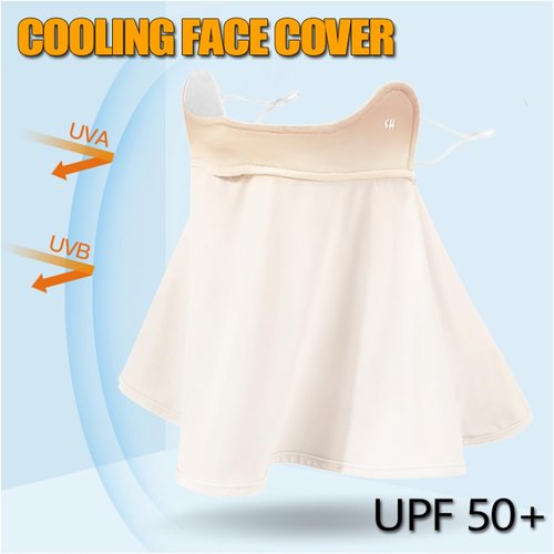 WRELS UPF 50+ Unisex Breathable Cooling Face Cover Sun UV Protection Earloop Neck Gaiter Scarf for Summer Outdoor Activities (Beige+Skin)