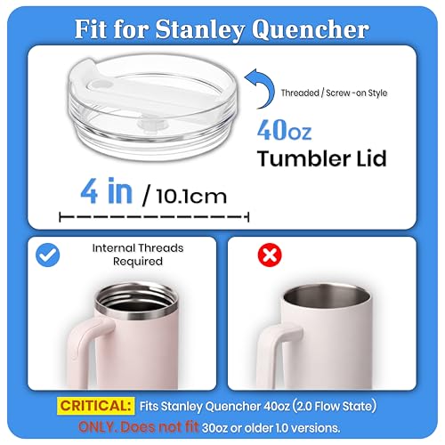 40oz Tumbler Replacement Lids - Leakproof Snap-On Design