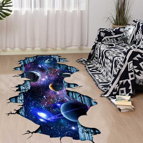 3D Space Wall Decals for Kids Room, 23 x 35 inches, Removable Wall Stickers, 2 Sheets (Galaxy)