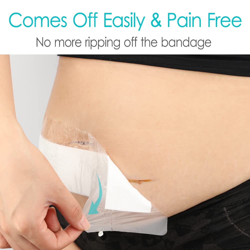 14 Pcs Waterproof Shower Protector Bandage 4"x10" for Post Knee Replacement Hip Surgery Recovery Long Surgical Incision Adhesive Larger Wounds Cover Island Dressing Bordered Gauze