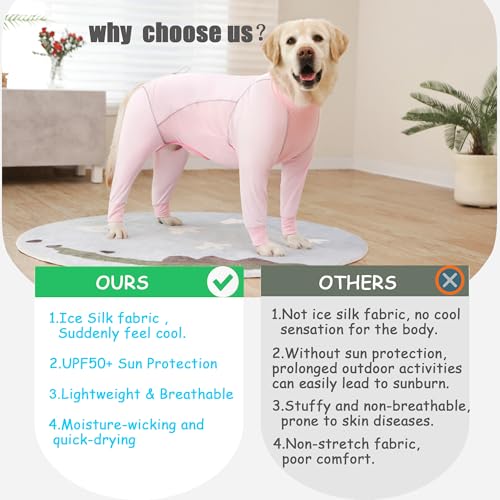 Dog Cooling Suit with UPF 50+ Sun Protection, Quick-Dry Jumpsuit for Large & Medium Dogs (Blush Pink, 5X-Large)