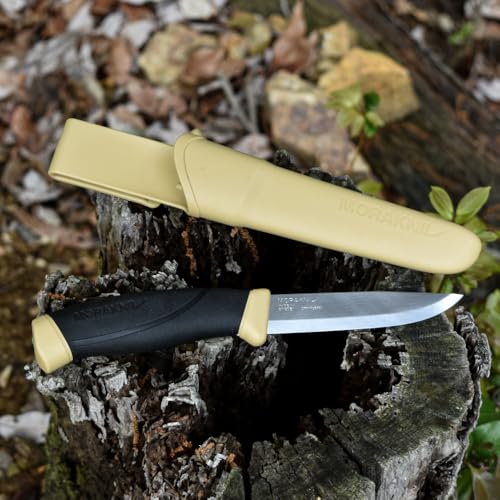 Morakniv Companion Fixed Blade Outdoor Knife - Desert Tan, 4.1-Inch Stainless Steel Blade