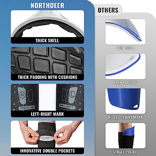 Soccer Shin Guards with Sleeves for Kids & Adults - Black, M