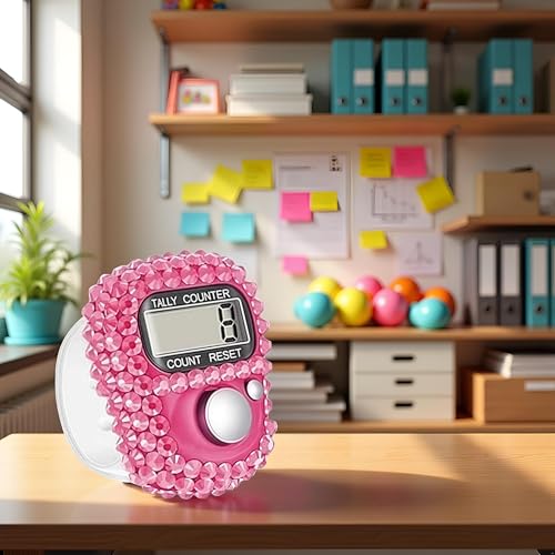 Digital Finger Tally Counter with LCD Display - Pink