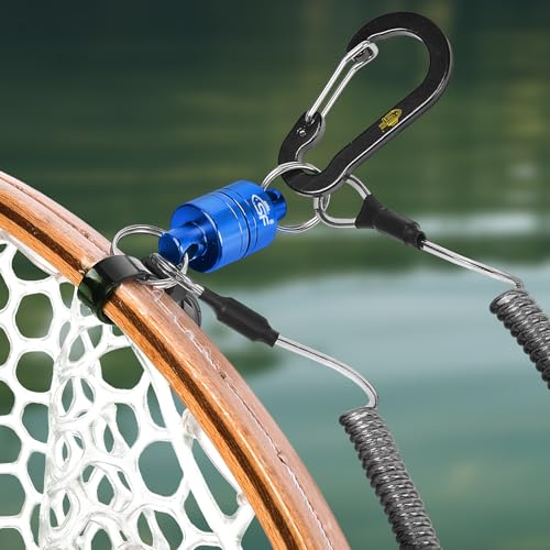 Strong Magnetic Net Release with Coiled Lanyard - Blue Magnet & Black Hook