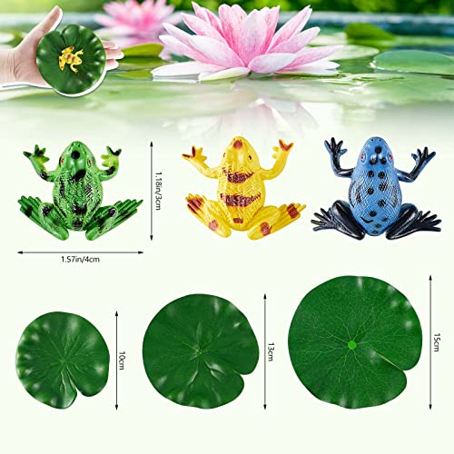 Hungdao 24 Pcs Plastic Frog Figures & Lily Pads Rainforest Toy Set (Variation 24)