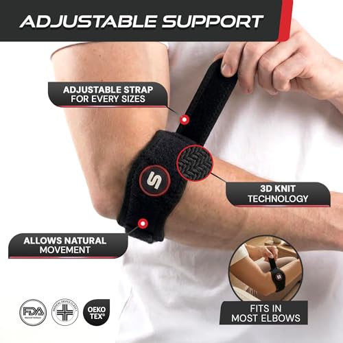 Tennis Elbow Brace for Men & Women - Adjustable Support Strap for Relief