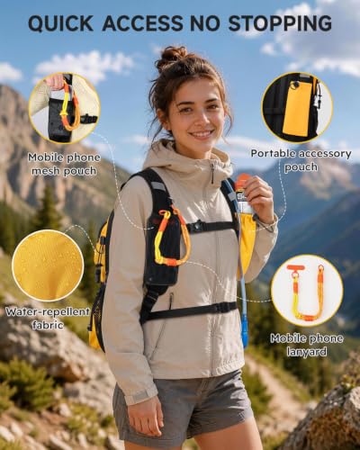 MOKURA Yellow 18L Lightweight Hydration Backpack with 2L Water Bladder