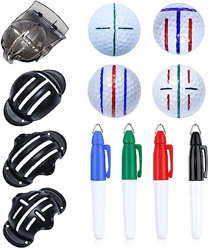 Golf Ball Alignment Marking Tool Set - 8 Pack with Permanent Markers