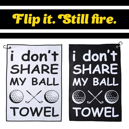 Funny Golf Towel - Durable Waffle Microfiber Club Cleaner with Clip
