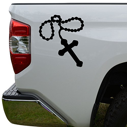 Rosary Cross Vinyl Decal Sticker - 6 Inch Matte Black