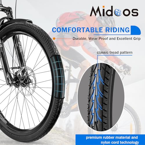 24 x 1.75 Bicycle Tires with Inner Tube & Tire Levers - High-Performance Bike Replacement