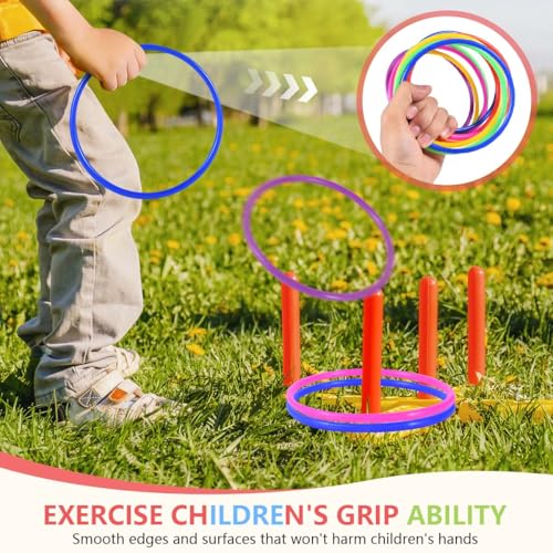 OBTANIM 24Pcs Ring Toss Game 7 Inch Toss Rings, 6 Colors, Outdoor/Indoor Classic Toy for Kids