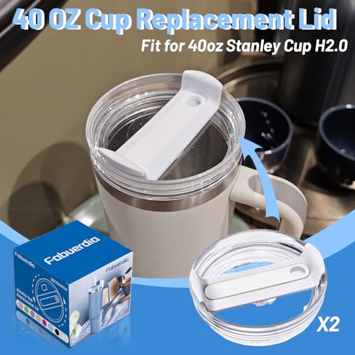40 oz Tumbler Lid Replacement for Stanley Cup - Clear-White