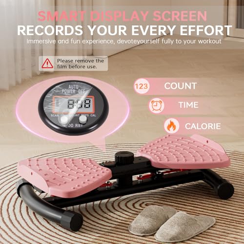 Waist Twister Machine - Smart LED Display, Ultra-Quiet - Pink