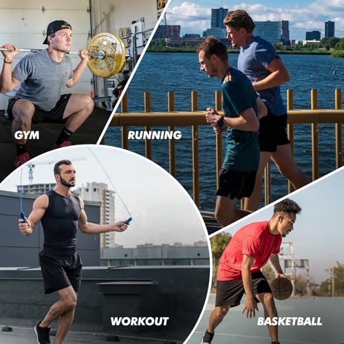 5 Pack Men's Athletic Gym Shorts with Zipper Pockets – Boojo, Large, Black/Gray/Navy (Variation: 1-black/Black/Dark Grey/Navy Blue/Light Grey)