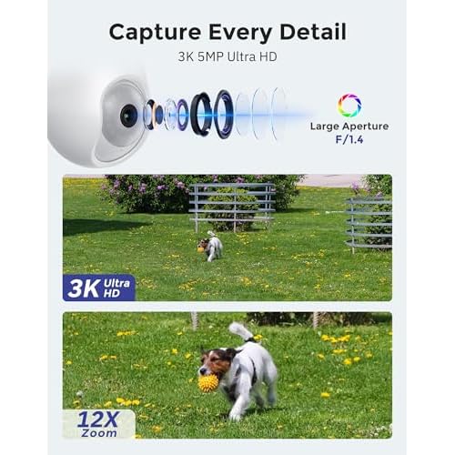 Hugolog 3K 5MP Light Bulb Security Cameras Wireless Outdoor-2.4GHz Cameras for Home Security Indoor with AI Sound Processing&Motion Detection,Color Night Vision,Auto Tracking,Siren Alarm,2-Way Talk