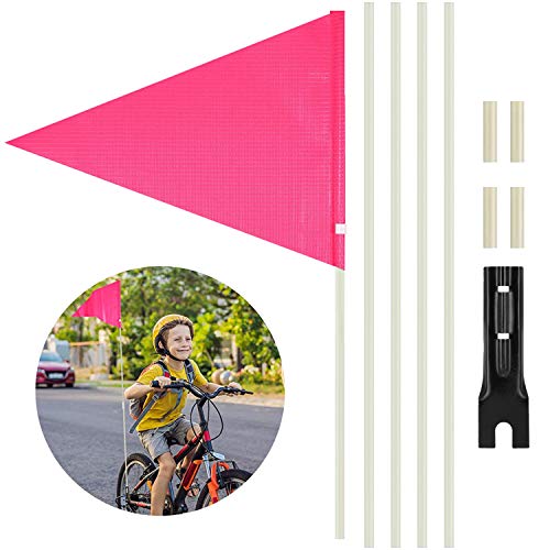 6ft Reflective Bike Safety Flag with Pole - Pink