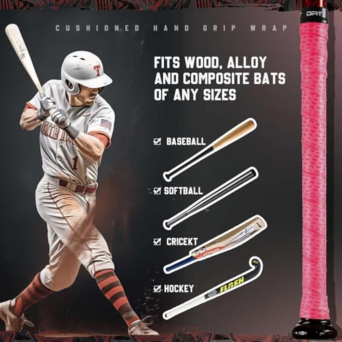 Baseball Bat Grip Tape - Softball Bat Wrap - 1.1mm Thickness - Pink