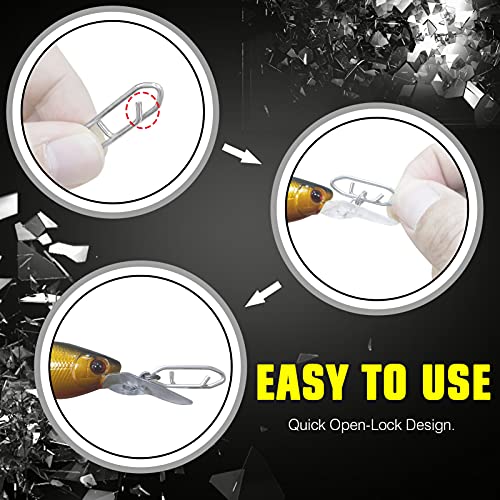 High Strength Fishing Clip Snap - Stainless Steel, 44lb, 50 pcs