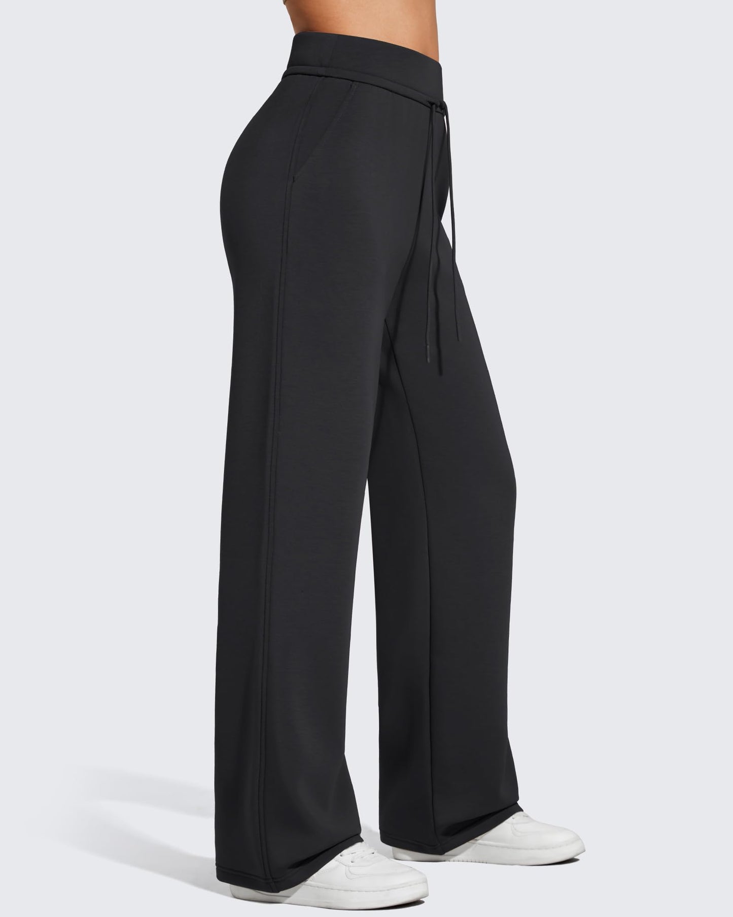 G4Free Tall Sweatpants Women Fleece Lined Pants Drawstring High Waisted Winter Daily Life Casual Thermal Pants with Pockets(Black,L,Tall)